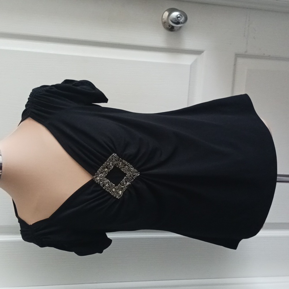 Jump Black Blouse W Beads on Front Medium